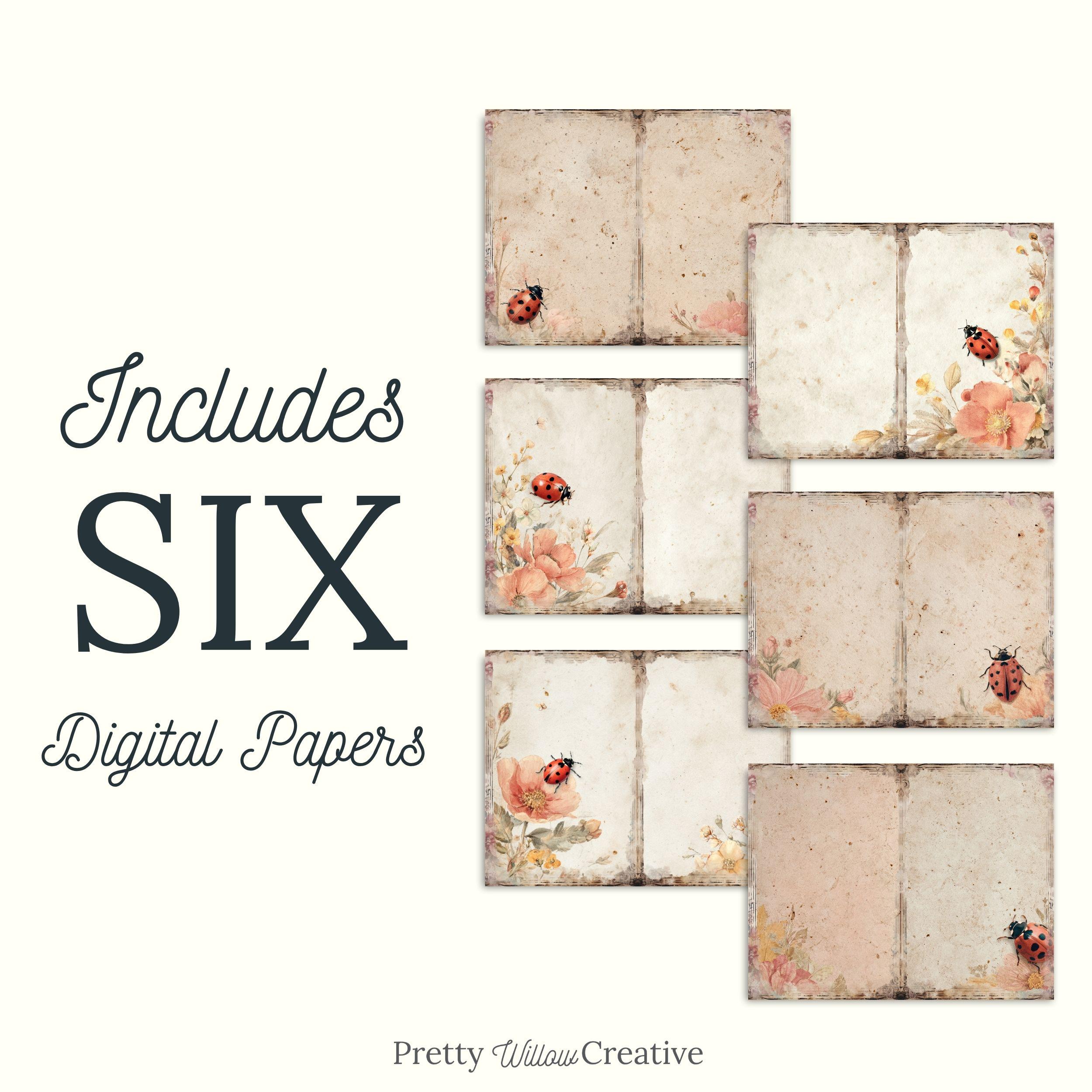 Ladybug Junk Journal Paper Kit| Printable Ephemera Set for Scrapbooking ...