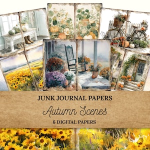 Fall Junk Journal Pages | Fall Scenery Printables | Cozy Cottagecore Autumn Digital Paper Pack | Scrapbooking & Collage Kit