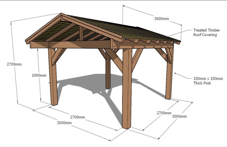 Wooden Gazebo With Roof Sizes 3m 5m Perfect Outdoor Etsy UK