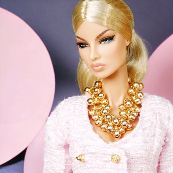 Golden bubbles necklace for Integrity Toys dolls Poppy Parker Fashion Royalty Nu Face Barbie Silkstone