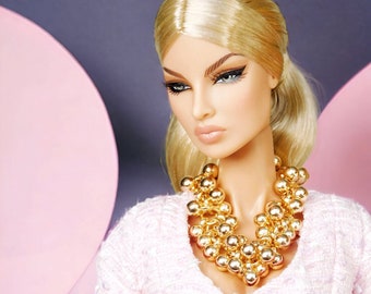 Golden bubbles necklace for Integrity Toys dolls Poppy Parker Fashion Royalty Nu Face Barbie Silkstone