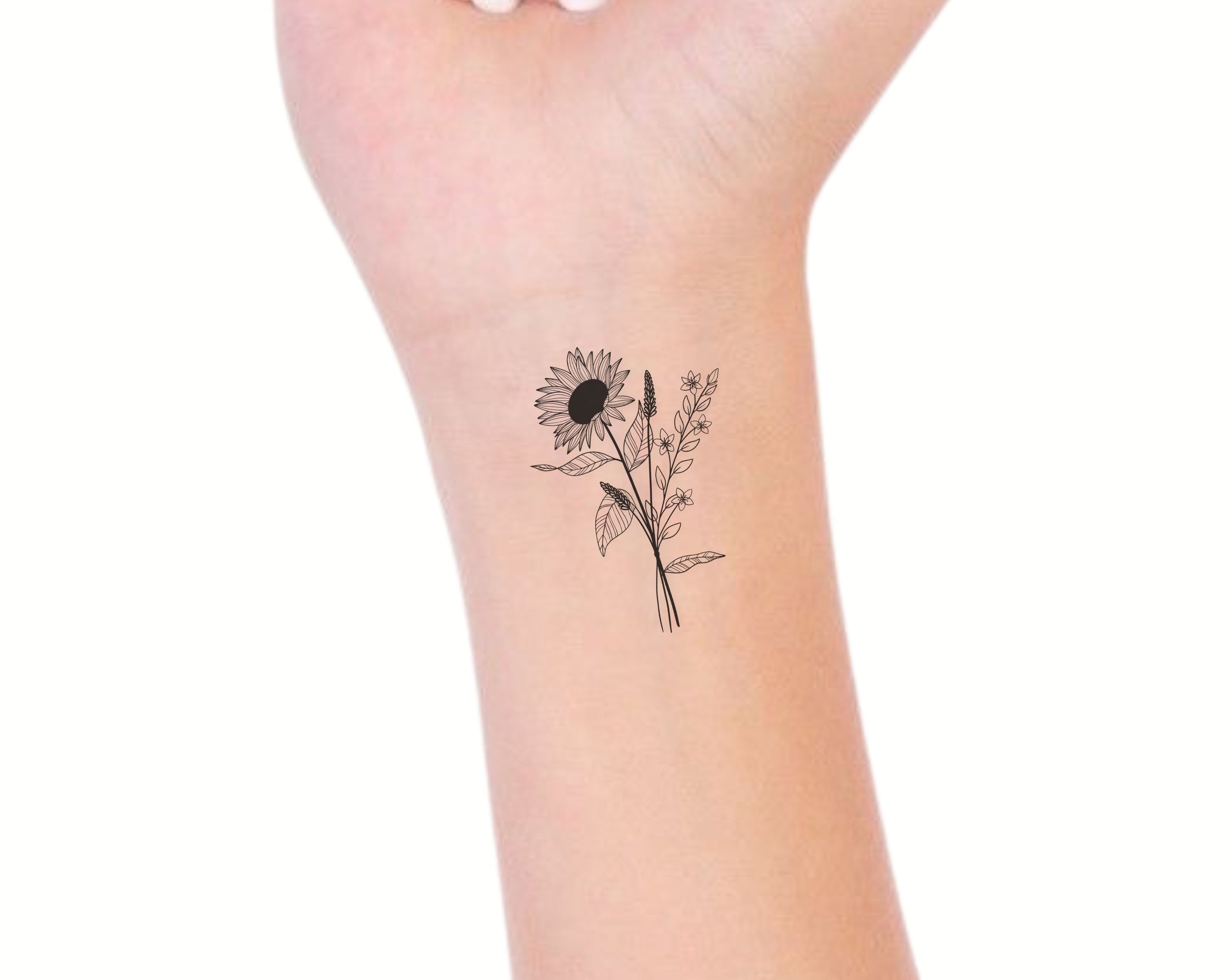 Sunflower Tattoo Floral Tattoo Temporary Tattoo 1 or Set - Etsy New Zealand