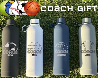 CUSTOM COACH Water BOTTLE 25oz | Custom Coach Gift | Laser Engraved Gift For My Coach | Volleyball Coach Water Bottle | Basketball Team Gift