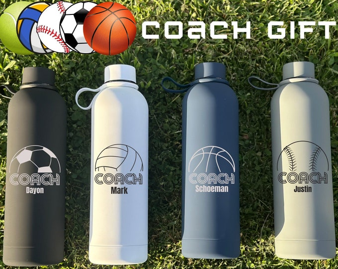 CUSTOM COACH WasserFLASCHE 25 Unzen | Benutzerdefinierte Coach Geschenk | Basketball Team Geschenk | Laser-Gravur-Geschenk für meinen Trainer | Jersey-Trainer-Wasser-Flasche