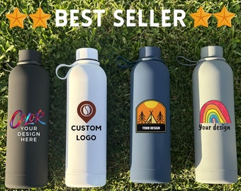 CUSTOM ENGRAVED BOTTLE With Flexible Strap 25oz | Engraved Name Bottle | Custom Water Bottles | Bulk Bottles | Business Logo Tumbler