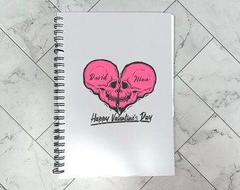PERSONALIZED VALENTINES Spiral NOTEBOOK Ruled Line Pages | Valentines Day Minimalist Notebook For Girlfriend | Custom Journal For Couples