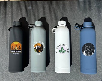 CUSTOM WATER BOTTLES With Flexible Strap 25oz | Engraved Name Bottle | Company Logo Bulk Water Bottles | Business Logo Tumbler