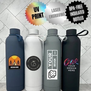 CUSTOM ENGRAVED BOTTLE With Flexible Strap 25oz Bulk Bottles Business Logo Tumbler Engraved Name Bottle Custom Water Bottles image 3