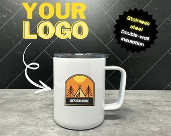 CUSTOM COFFEE MUG | Insulated Camping Mug | Personalized Mug | Business Logo Bulk Mugs | Custom Employee Gifts | Personalized Coffee Mug