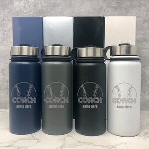 CUSTOM COACH Water BOTTLE | BaseBall Coach Water Bottle, Gift for My Coach, Baseball Team Gift | Custom Coach Gift, Laser Engraved