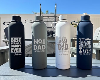 Dad Gift Water Bottle 25oz | Fathers Day | Custom Name Stainless Steel Bottle