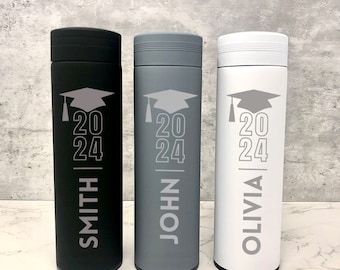PERSONALIZED ENGRAVED GRADUATION Bottle w/ Infuser 15oz | Class of 2024 Gift | Water Bottle Gift 2024 Grad | Graduation Gifts for Her, Him
