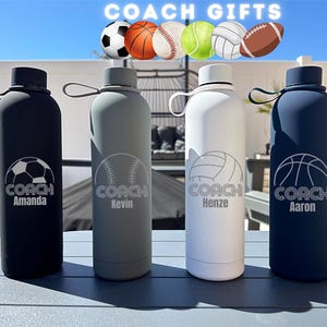 Custom Engraved Coach Bottle 25oz | Personalized Season Gift For My Soccer Coach | Basketball Coach Gift | Volleyball Coach Tumbler