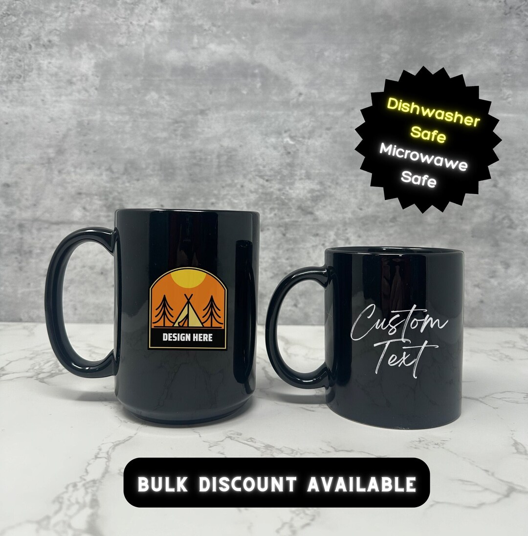 PERSONALIZED BLACK MUG Glossy 11oz 15oz Birthday Gifts, Custom White ...