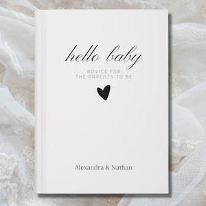 CUSTOM Baby SHOWER Guest BOOK | Hello Baby Journal | Advice For Parents | Personalized Name Journal | Wishes For Baby | Baby Advice Book