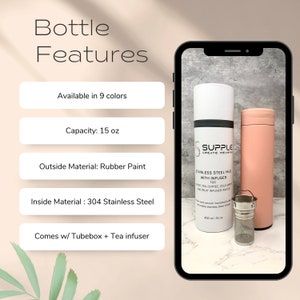 Engraved Name Water Bottle with Tea Infuser | Personalized Tumbler afbeelding 3