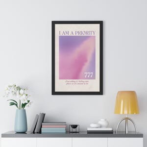 Póster enmarcado del número angelical 777, arte de pared, póster espiritual de energía de manifestación, regalo para casa nueva, impresión para sala de estar, decoración de pared elegante