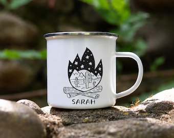 Personalized Enamel Camp Mug: Custom Hiking Gift (12oz)