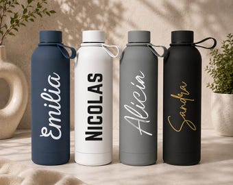 Personalized Stainless Steel Water Bottle With Strap | Custom Name 25oz Bottle