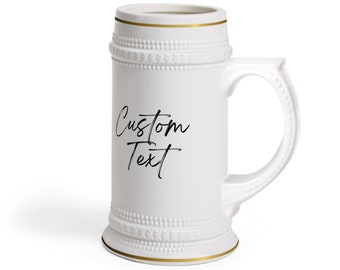 PERSONALIZED BEER MUG 22oz | White Ceramic Beer Stein Mug | For beer lover | Dad gift , Birthday Gift , Gift for husband