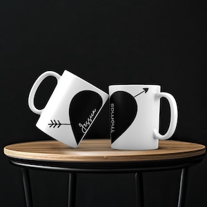 Custom Couples Set Of 2 Ceramic Mugs, Matching His and Hers Set, Anniversary Wedding Gift, Personalized Drinkware, Gift for Couple