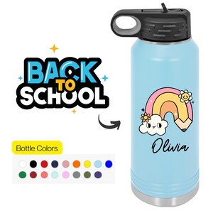 CUSTOM Back To School BOTTLES Stainless Steel 20oz 32oz | Gift For Kids | Personalized Rainbow Name Insulated Tumbler | Custom Coffee Cups