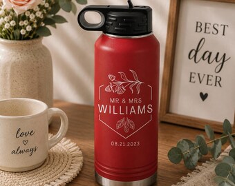 Wedding Design Anniversary Water Bottle | Couple Stainless Steel Bottle
