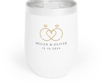 Vaso de boda personalizado / Vaso de vino de acero inoxidable de 355 ml (12 oz)
