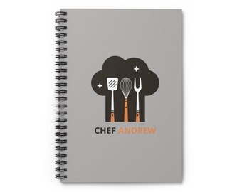 Custom Name Chef Spiral Notebook, Recipe Journal, Cooking Gift