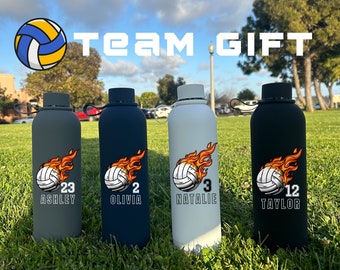 CUSTOM VOLLEYBALL Team BOTTLE 25oz | Gift for Volleyball Team | Personalized Boys Or Girls Volleyball Water Tumbler | Kids Christmas Gift