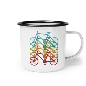 Cute Bicycle Mugs 12oz Enamel Camping Mug | Bike Coffee Mug | Birthday Gift | Mountain Bike Gift Idea | Gift For Bicyclist | Cyclist Cups