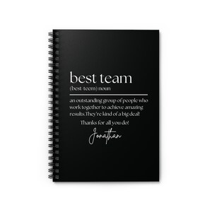 Best Team Definition Spiral Journal, Corporate Gift For Coworker, Team Appreciation, Employee Thank You Notebook, Custom Notebook