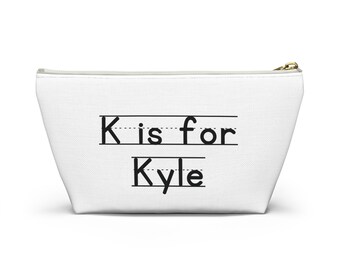 Bolsa con cremallera para niños con letras personalizadas y nombre / Bolsa con fondo en T con nombre personalizado / Bolsa con nombre para niños personalizada / Regalo para la vuelta al cole