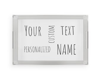 PERSONALIZED SERVING TRAY | Custom Acrylic Server | Family Name Gifts | Custom Wine Tray | Birthday, Housewarming Gifts