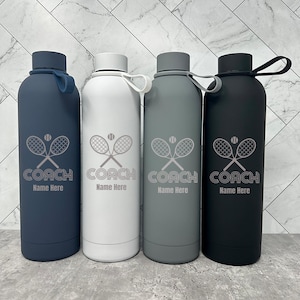 CUSTOM COACH Water BOTTLE 25oz | Tennis Coach Water Bottle, Gift for My Coach, Personalized Tennis Gift | Custom Coach Gift, Laser Engraved