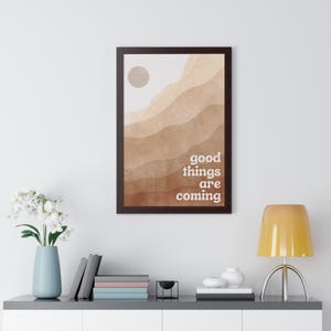 Póster enmarcado con cita motivacional de 50 x 76 cm, estilo minimalista bohemio con atardecer para dormitorio, decoración para pasillo, sala de estar, regalo para casa nueva.
