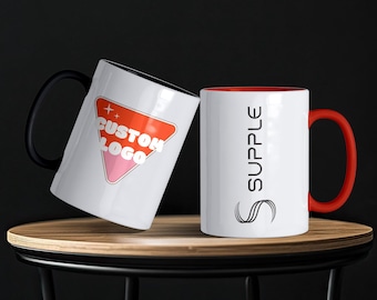 Taza con asa de color y logotipo personalizado / Taza de café personalizada con tu diseño