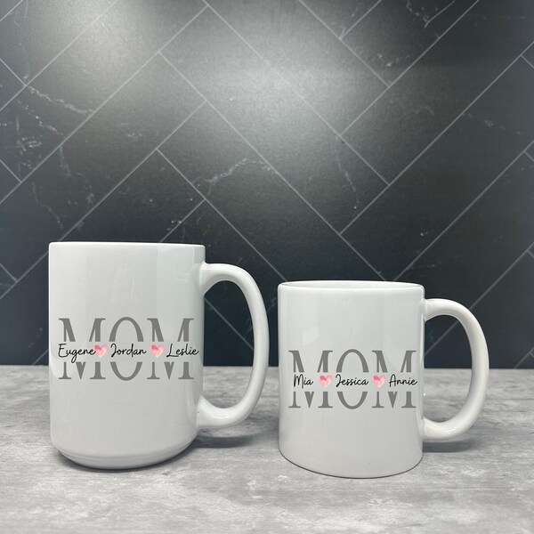 CUSTOM MOM Coffee MUG | Kids Names Coffee Mug for Mom | Mug With Kids Names for Mom for Mother's Day | Mother's Day Gift from Daughter, Son