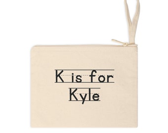 Bolsa con cremallera con letras personalizadas para niños / Bolsa con nombre personalizada para niños / Regalo para la vuelta al cole / Bolsa de lona con nombre personalizado