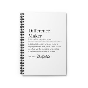 DIARIO PERSONALIZADO del Creador de Diferencias / Regalo del Líder / Regalo de Cumpleaños del Compañero de Trabajo / Regalo de Apreciación del Mentor / Regalo de Definición del Creador de Diferencias