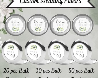 Bulk WEDDING COMPACT MIRRORS | Personalized Wedding Favors For Guests | Party Favors | Bulk Wedding Gifts | Save The Date Bridal Shower Gift