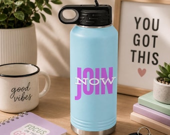 Personalized Stainless Steel Water Bottle: Custom Text, 20oz