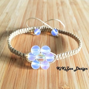 A Grade Opalite & Angel Aura Quartz , Original Flower Bracelet for Women //Communication,Self-Esteem,Meditation