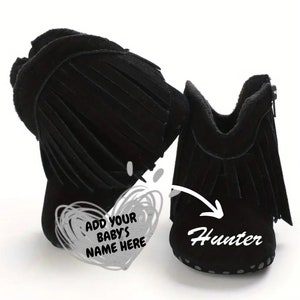 Personalized Baby Shoes, Custom Baby Shoes, Black Cowboy Boots, Warm Boots, Baby Shower Gift, Unisex Baby Gift, Baby Boot, Baby Girl Clothes