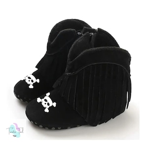 Goth Baby Boots, Skull Baby Boot, Custom Baby Shoes, Black Cowboy Boots, Baby Shower Gift, Alternative Baby Gift, Infant Boot, Toddler Gift