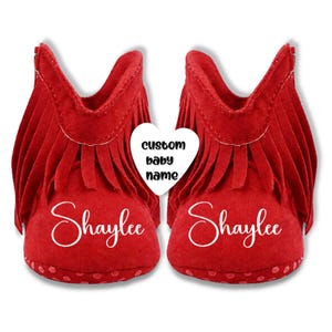 Personalized Ruby Red Western Baby Boots, Custom Name Gift