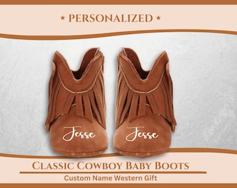 Personalized Cowboy Baby Boots, Western Crib Shoes, Custom Name Keepsake