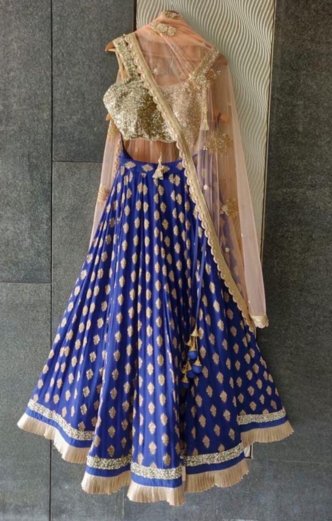 Royal Blue Crochet & Digital Embroidered Festive Lehenga Choli