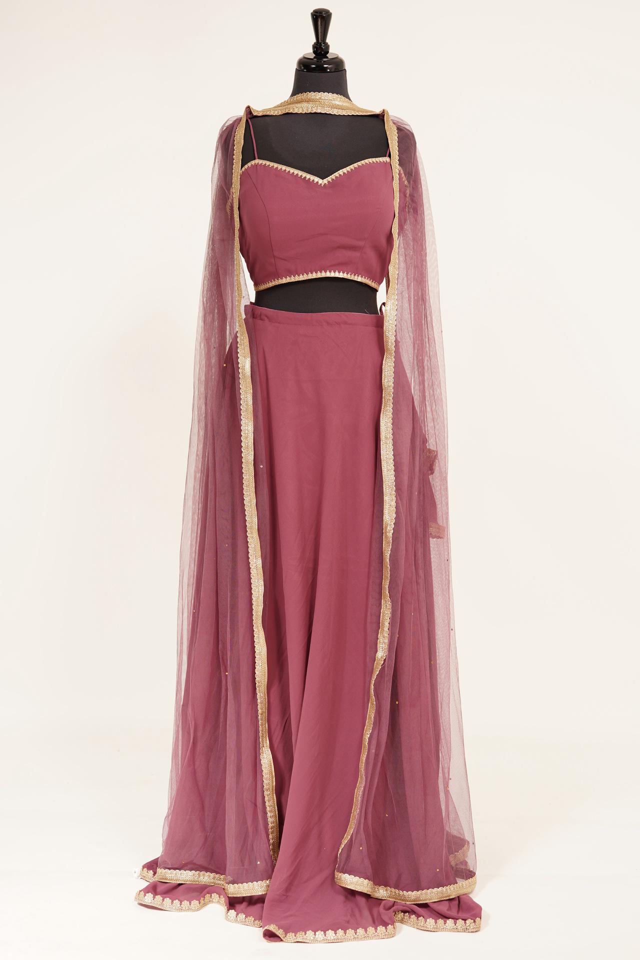 chinese dress ladies Onion Color Anarkali Gown in Faux Georgette with Sequence Embroidery Work