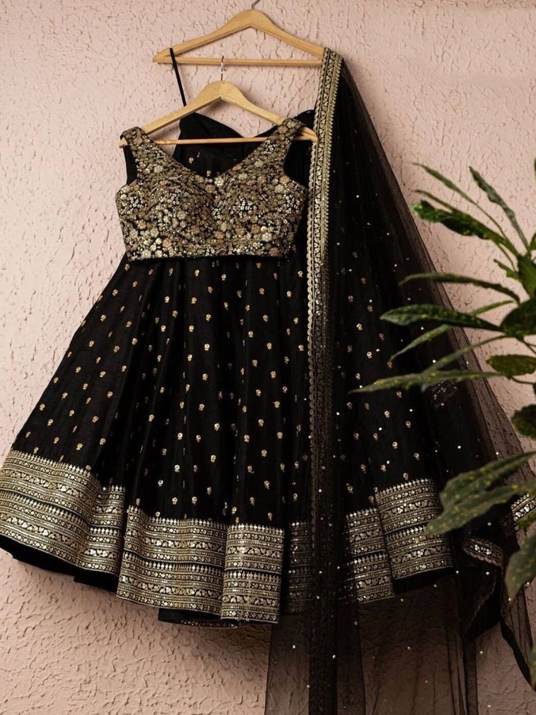 Plain black shop lehenga choli